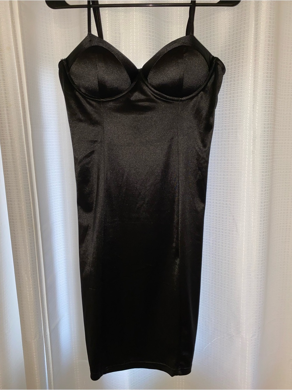 Black Satin Bodycon Slip Dress - Women large - Picture 4 of 4